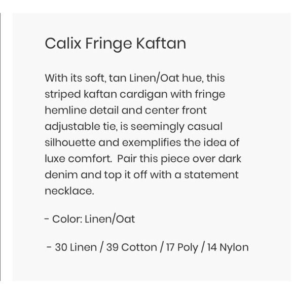 NWT 27 Miles Calix Fringe Caftan size M/L - Picture 5 of 8